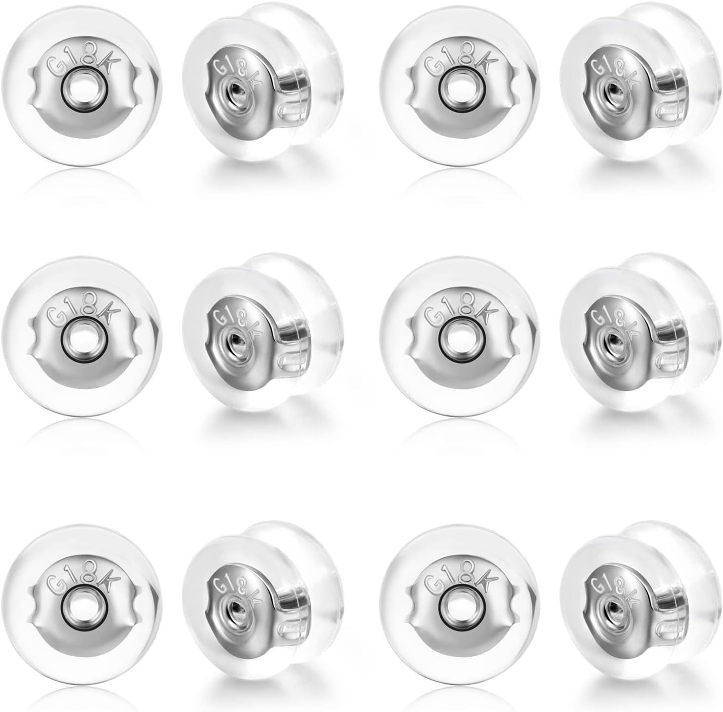 Earring Backs 18K Gold Locking Secure Earring Backs for Studs, Silicone Earri...
