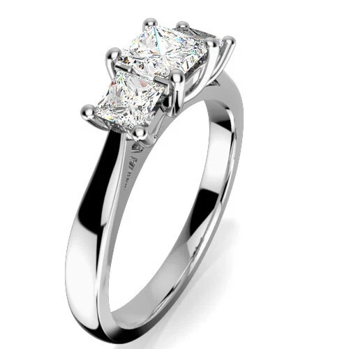 Princess Cut 1.25 Ct VVS1 Diamond Lab-Created Engagement Ring 14K White Gold FN