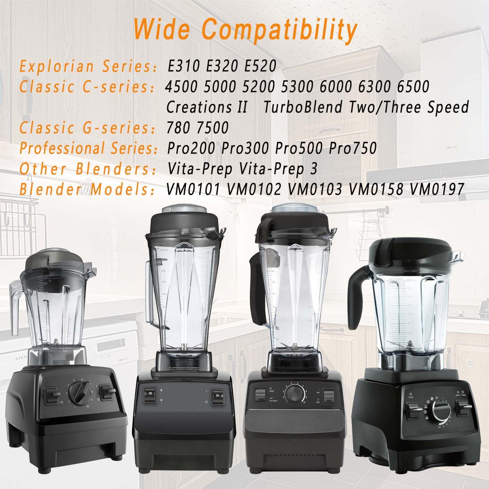 for Blenders 48oz Container, replace E310 E320 5000 5200 6300 6500 7500 Pro 200