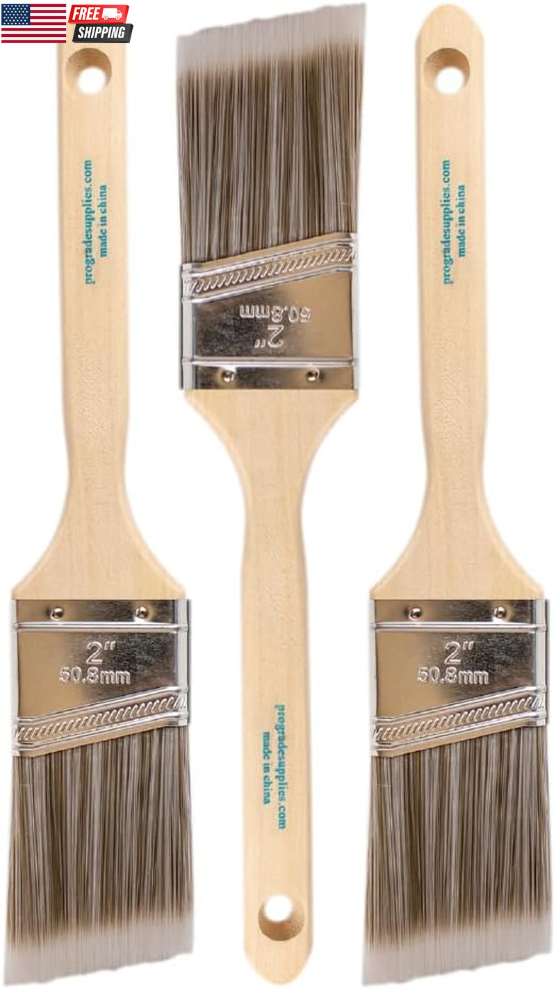Paint Brushes, 2 Inch Angled Paint Brush, Trim & Walls, 3 Pack | Cutting-In & De