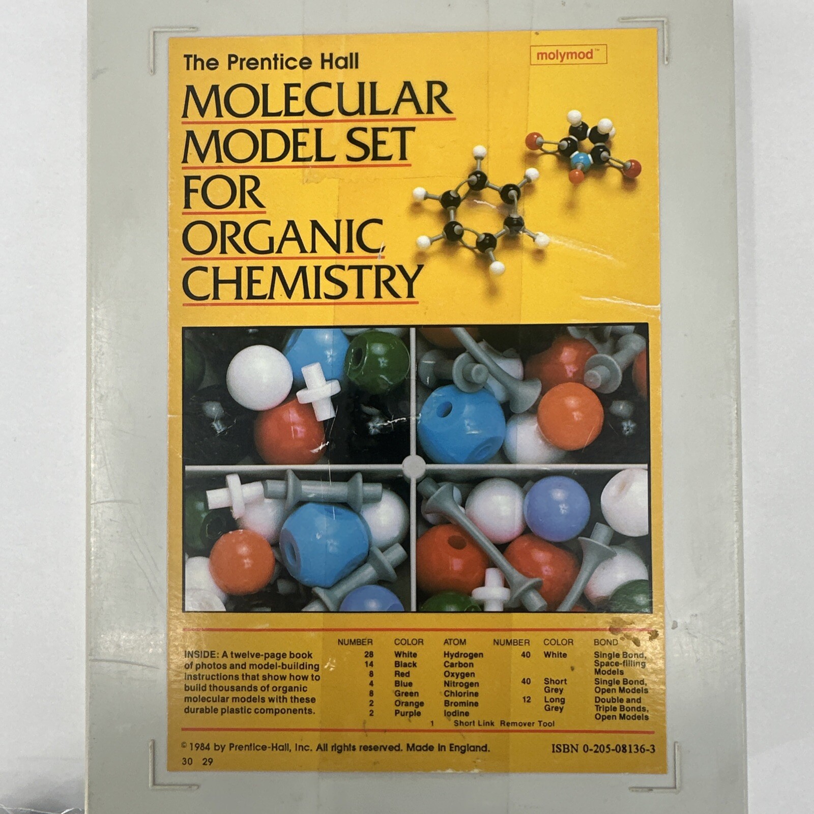 Molymod Molecular Model Set for Organic Chemistry The Prentice-Hall 1984