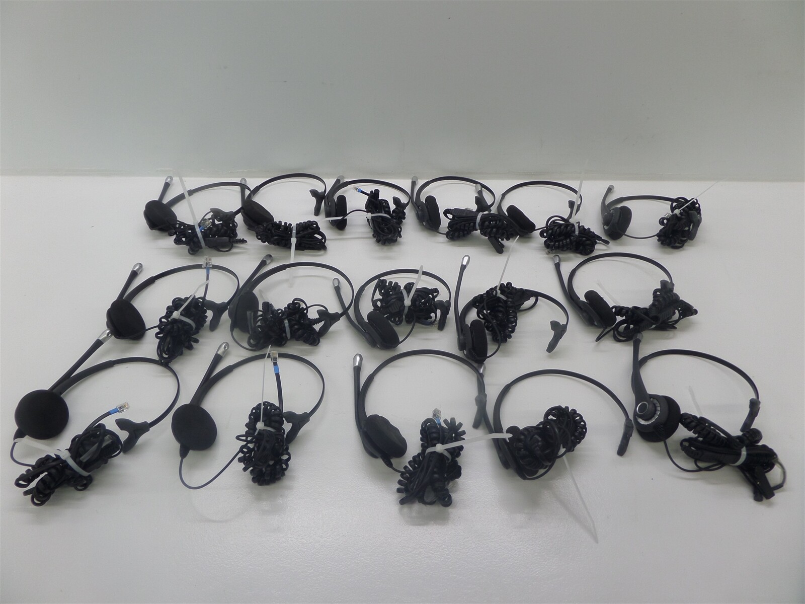 Lot Of 16 Smith Corona Classic Binaural Headsets w/ RJ-11 Connector Cables