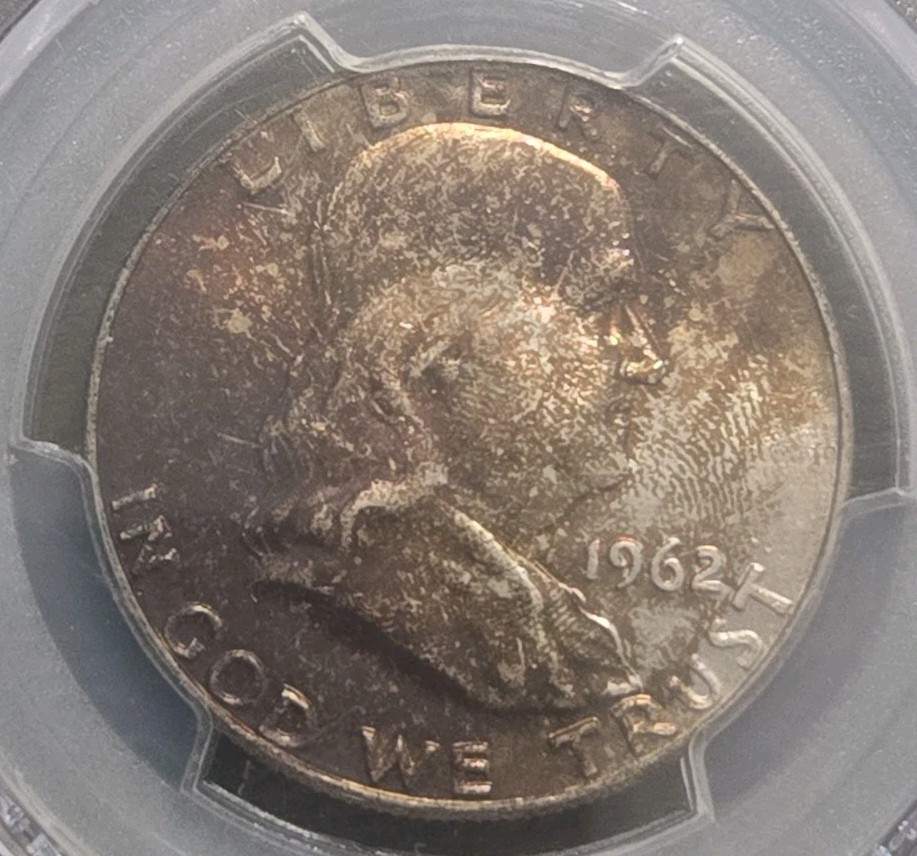 1962d Franklin Silver Half PCGS MS64 And Cac Green Bean MONSTER TONER