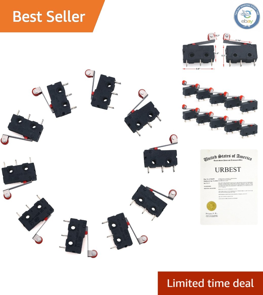 Versatile 10-Piece Pack SPDT 1NO 1NC Momentary Micro Switch - Reliable 250V 5A