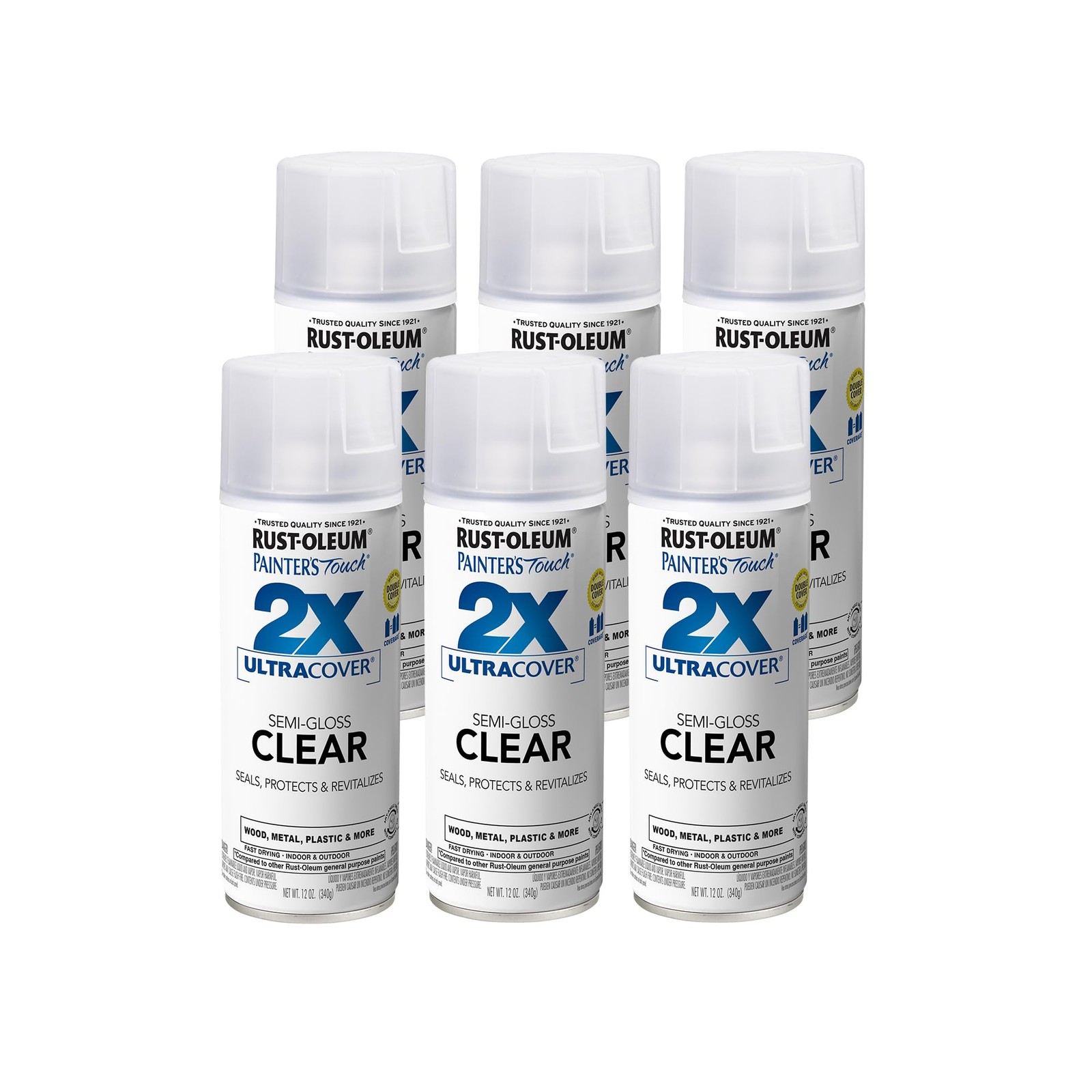 Painter's Touch 2X Semi Gloss Clear Spray Paint 12 Ounce Pack Of 6 Low Odor