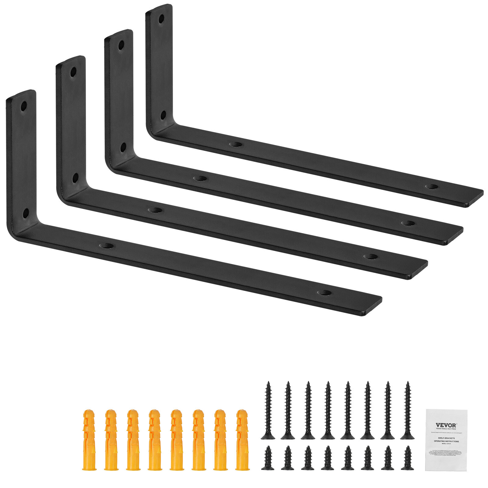Uimoso 4 Pcs Shelf Bracket 10 x 6 in Heavy Duty Floating Shelf Brackets L Shelf