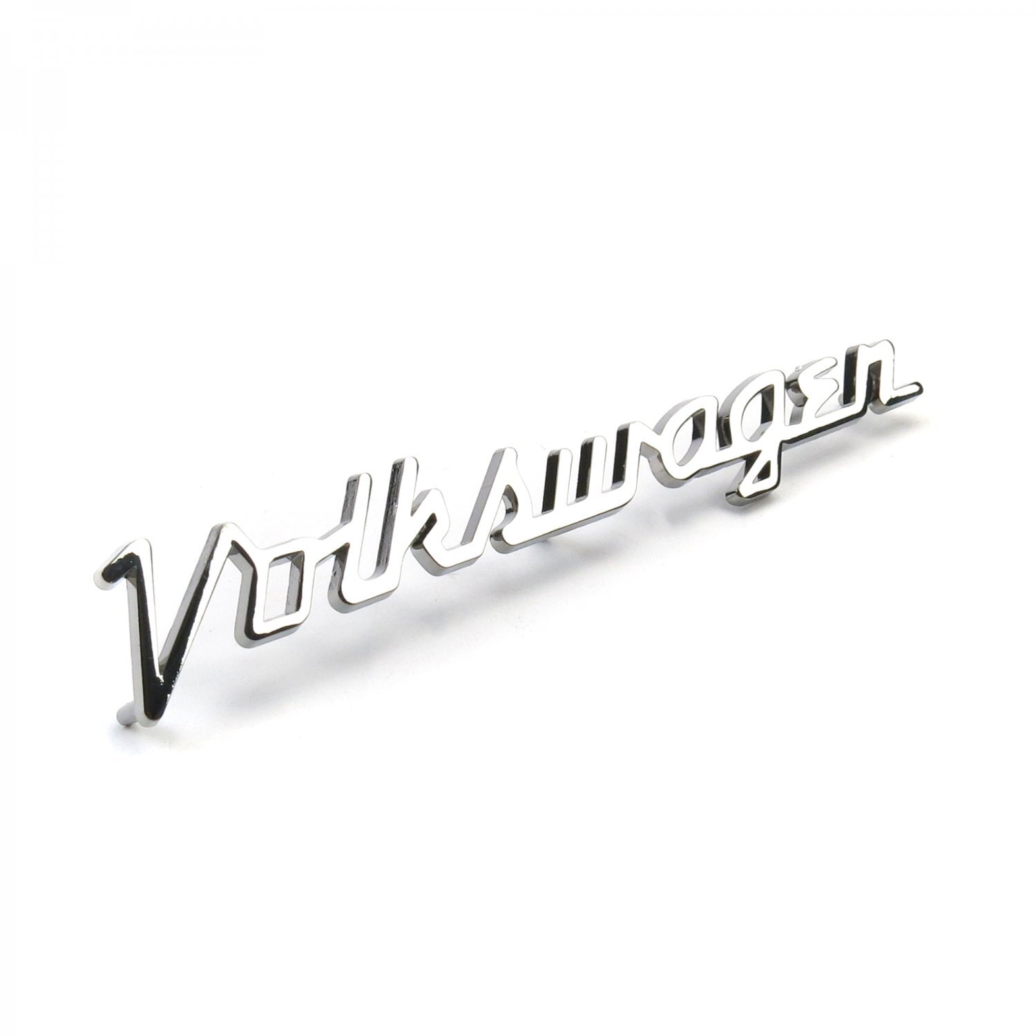 Volkswagen Chrome Metal Hood Script Emblem - 15cm VW Bug Bus Ghia Type 1 Type 2