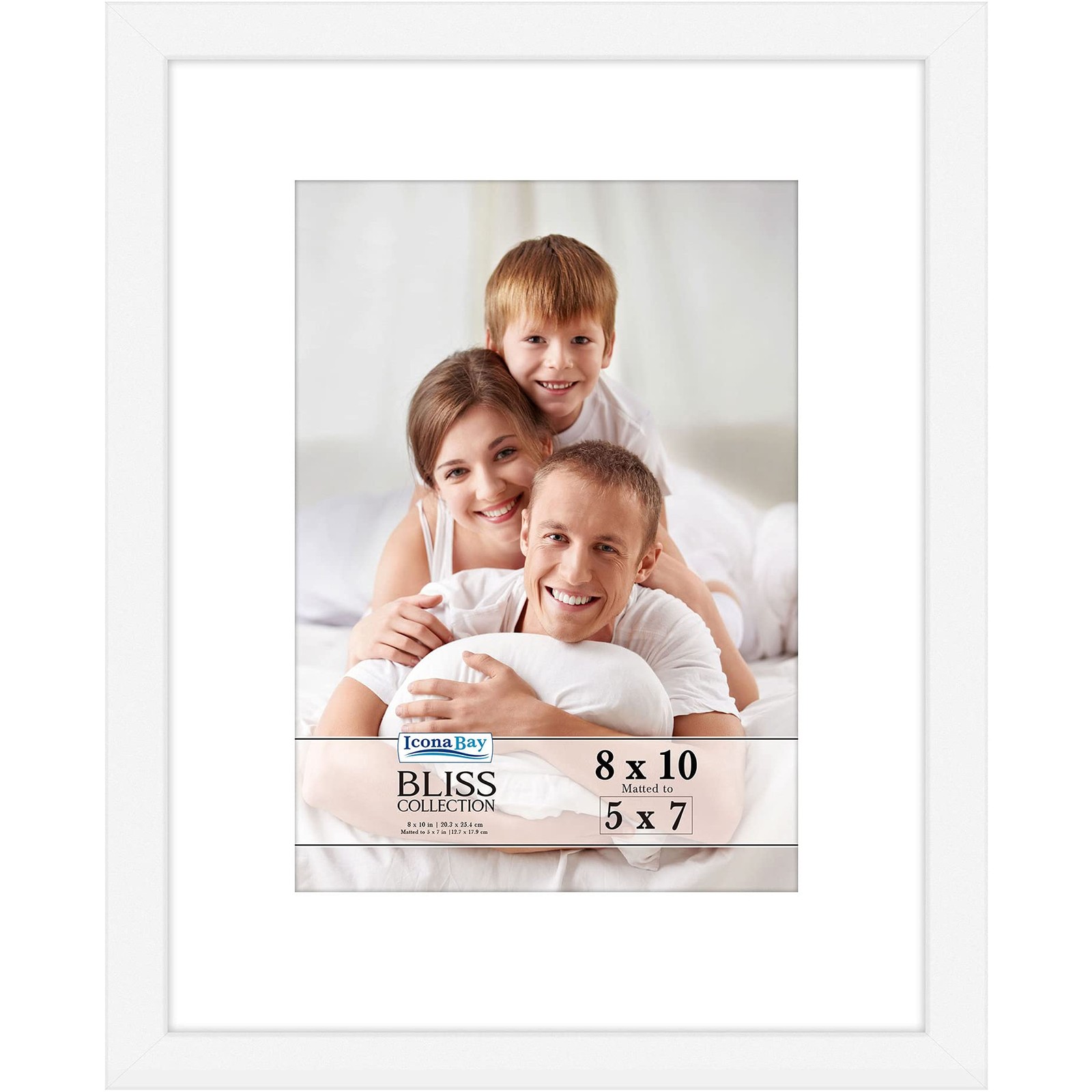 Icona Bay - 8x10 White Picture Frame with Removable mat to 5x7,