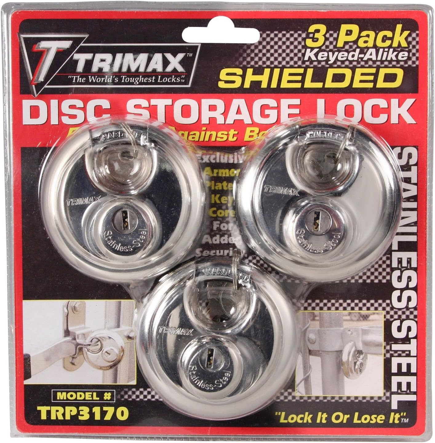 TRP3170 70 Mm round Stainless Steel Padlock with 10 Mm Keyed Alike Shackle, (Pac
