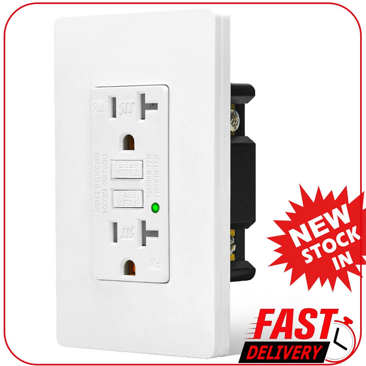 20 Amp GFI Outlet Duplex receptacle Ground Fault Circuit Interrupter TR WR White