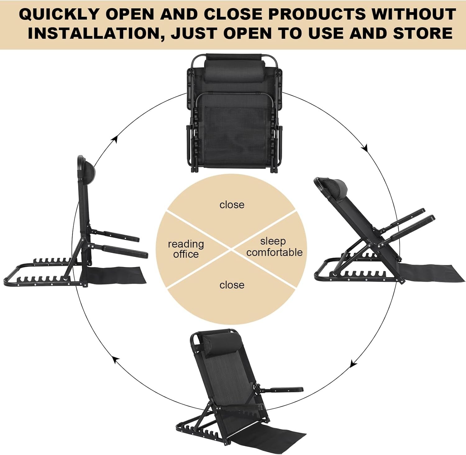 Adjustable Lifting Bed Backrest with Armrest Large Folding Bed Rest Sitting up