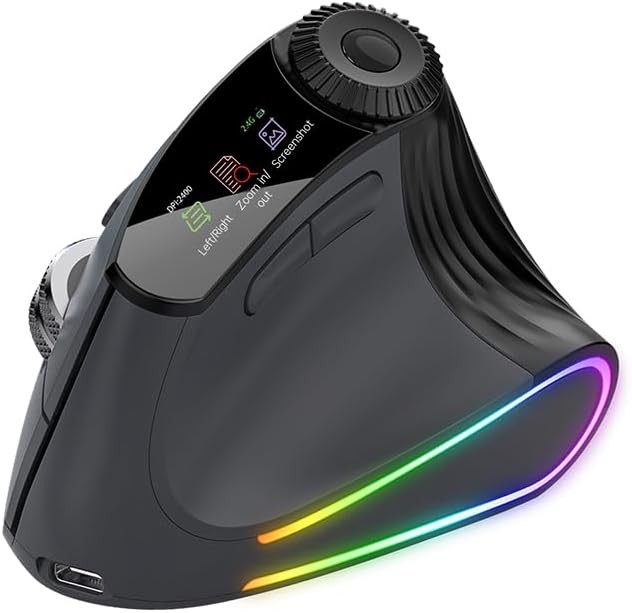 Ergonomic Vertical Mouse Wireless, Rechargeable Bluetooth