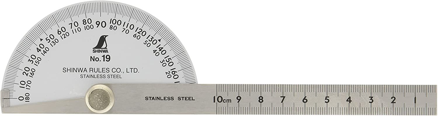 SHINWA Silver Protractor 100mm Stainless steel No.19 62480