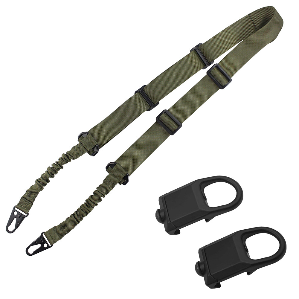 Tactical 2 Points Rifle Sling Shoulder Strap with 2 Picatinny Rail Mounts Set
