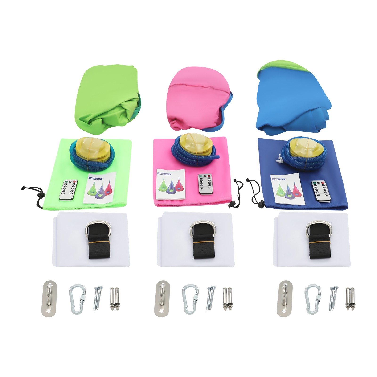 3pcs Light Up Kids Pod Swing Seat Swing Chair for Kids Indoor & Outdoor Remote