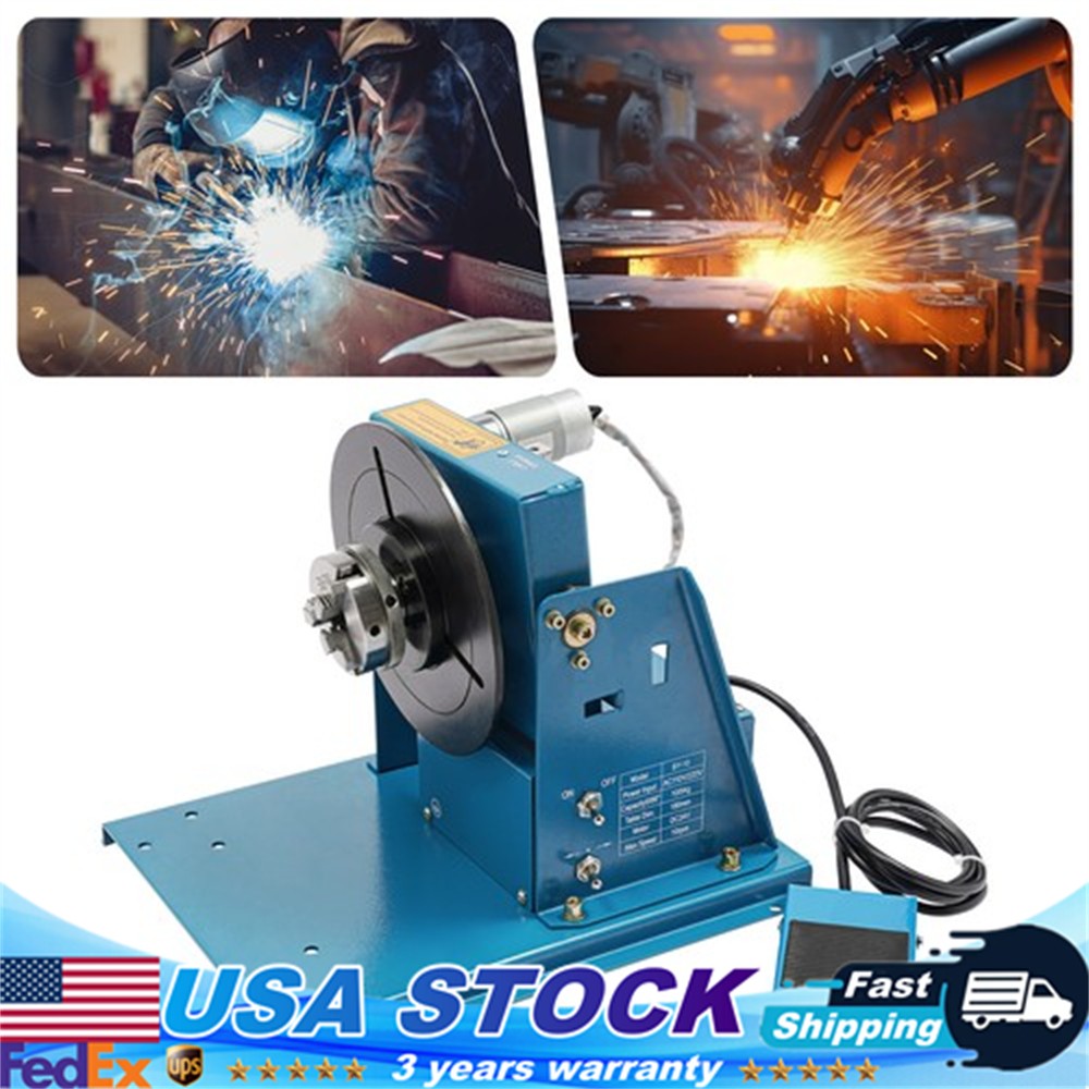 Rotary Welding Positioner 0-90° Positioning Turntable Table 10rpm 3 Jaw chuck