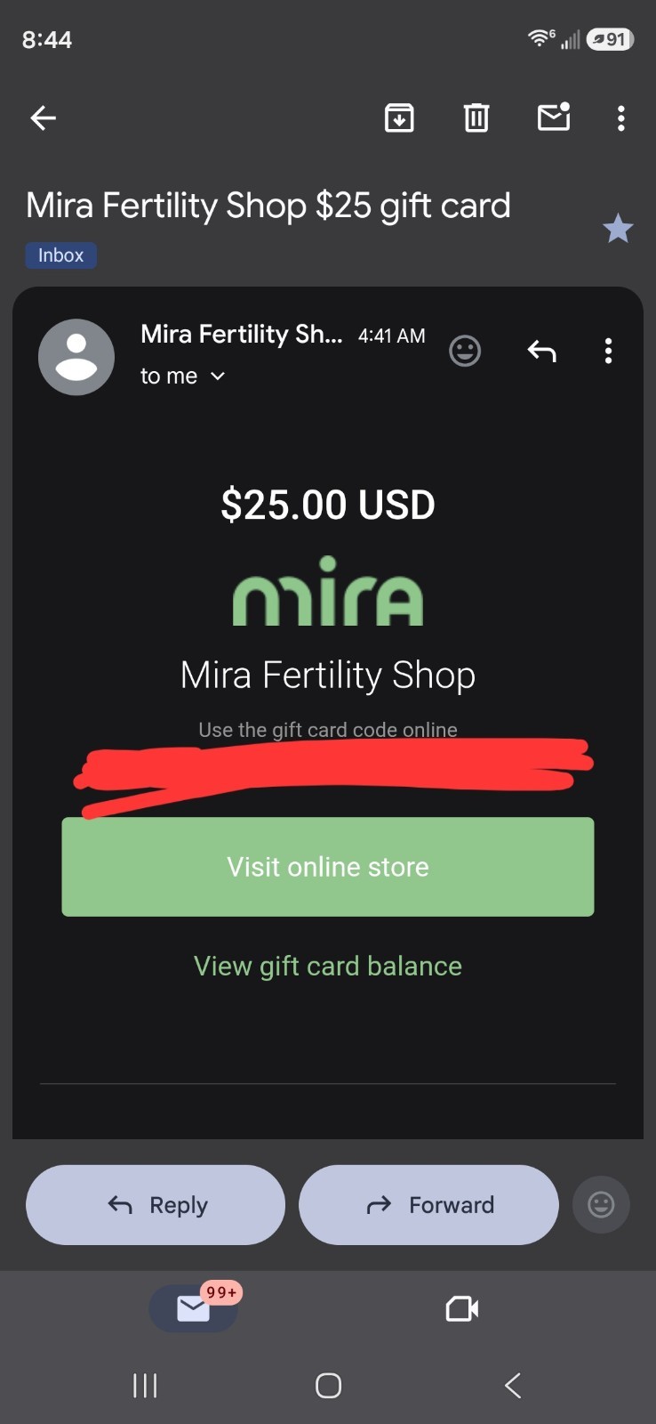 $25 Mira Gift Card, Digital Delivery,