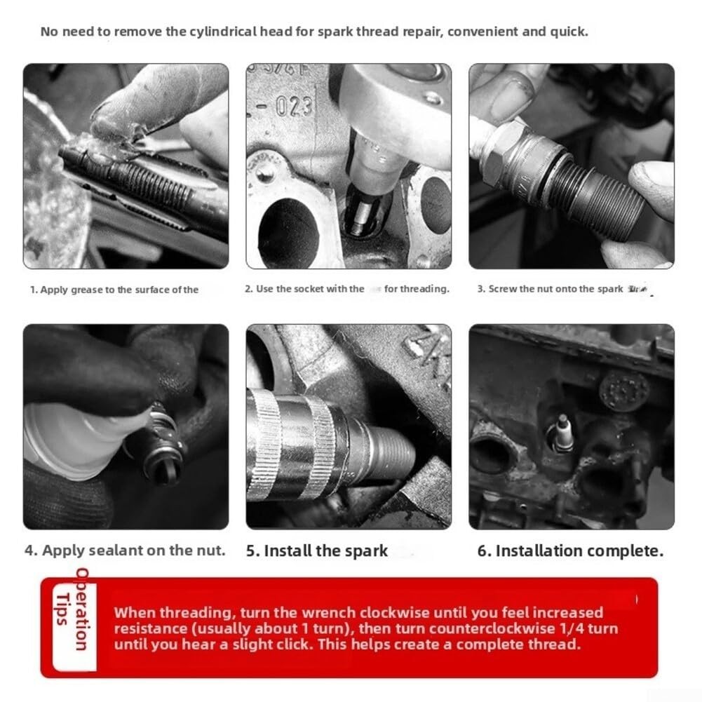 16PCS Spark Plug Thread Repair Kit M14x1.25 Tap Insert Tool Engine Repair Set