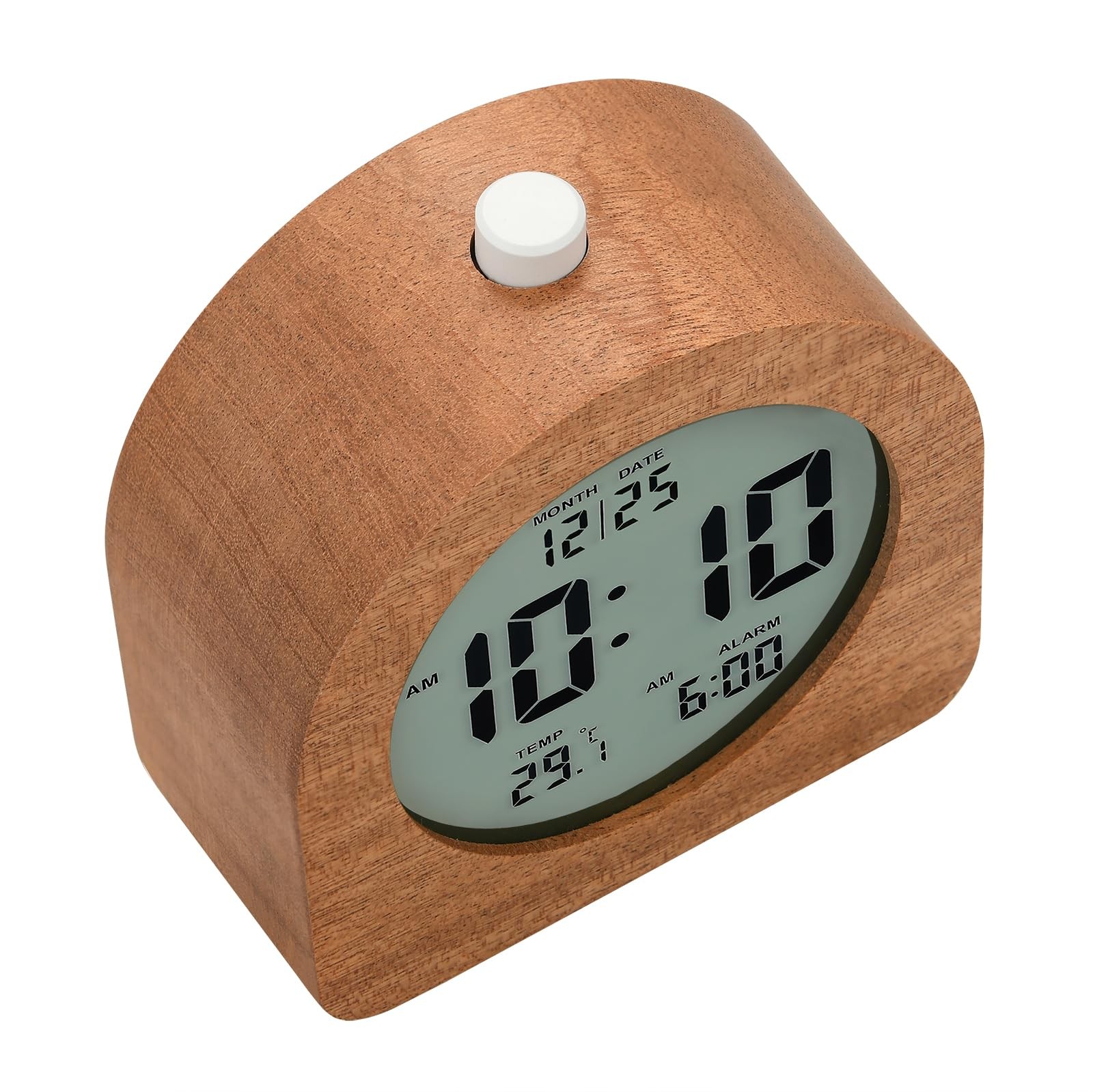 Wooden Digital Alarm Clock for Bedrooms, Wood 4'' Battery Powered Alarm Clock...
