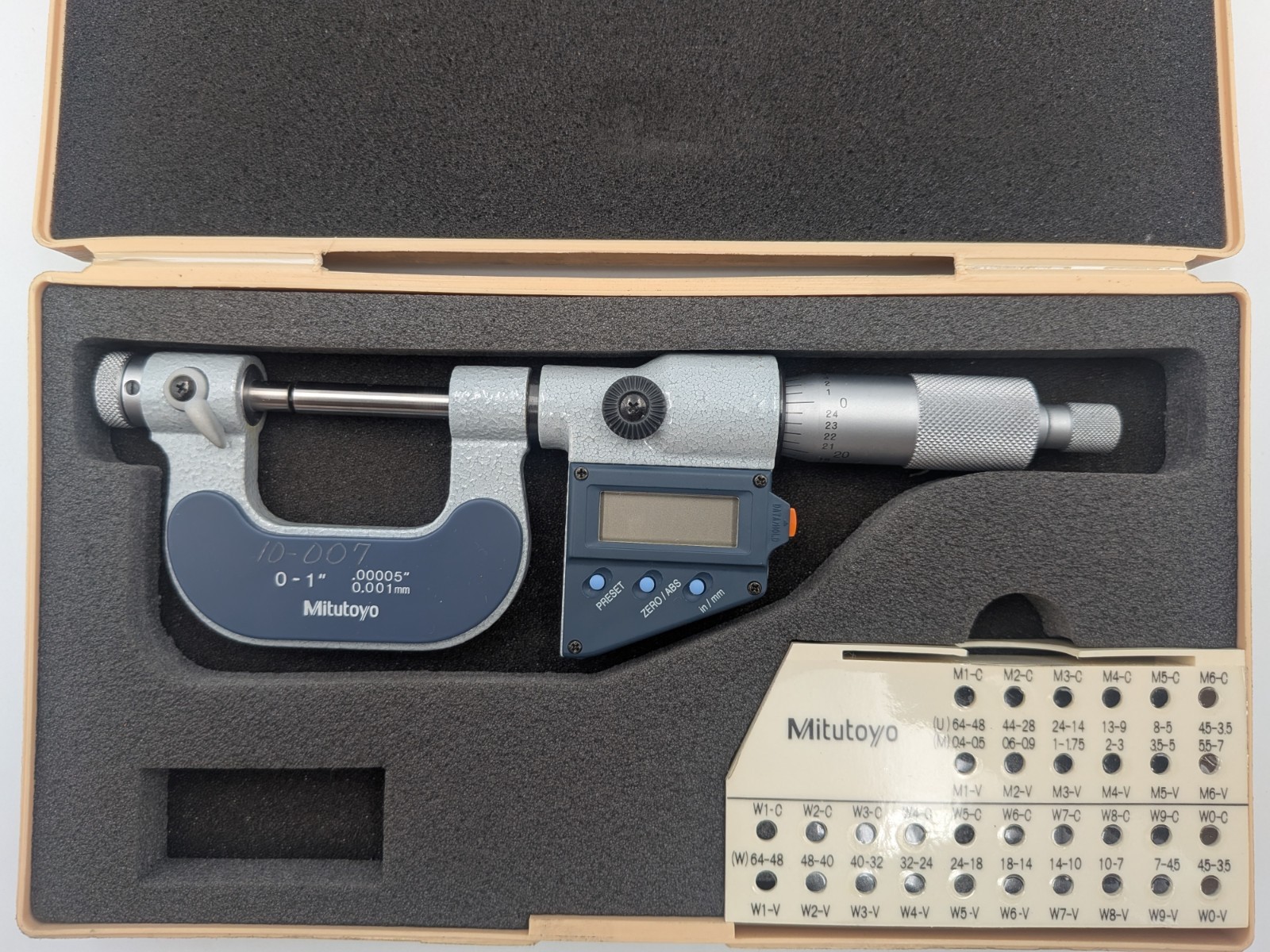 NEW-Mitutoyo Digital Screw Thread Micrometer 326-711-30 Inch/Metric,0-25mm/0-1"