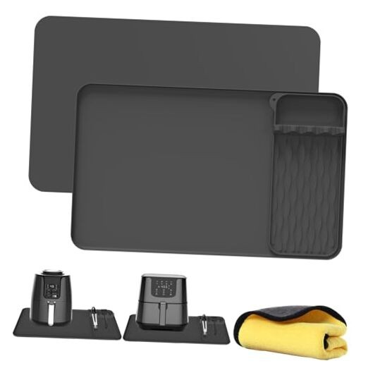 Silicone Heat Resistant Mat for Countertop 26x16 Inch Large Non-Slip Black