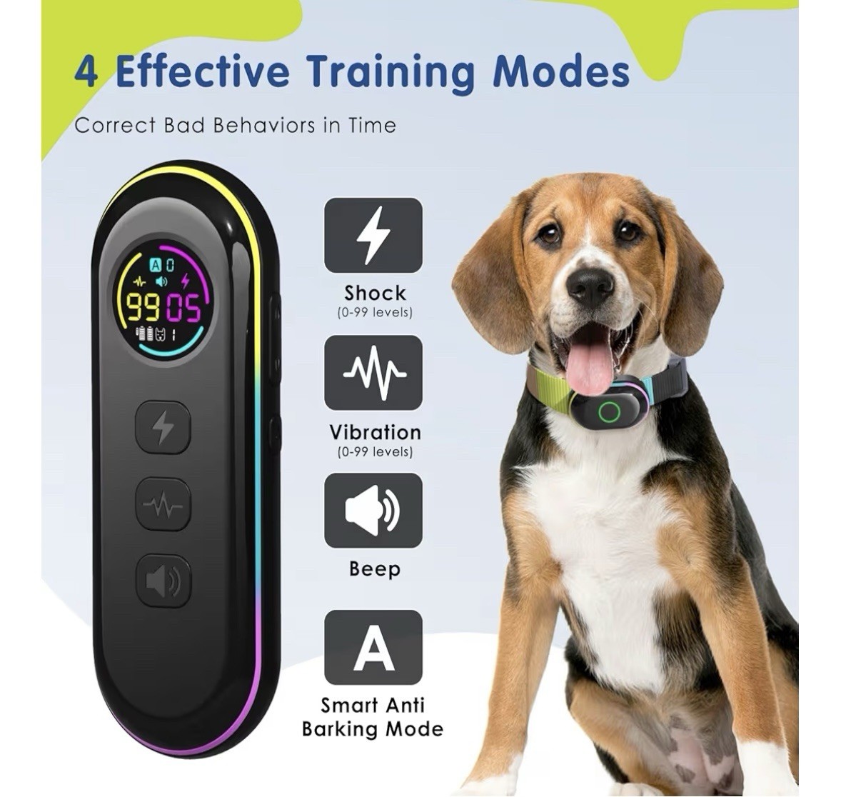 Dog Shock Collar Training Collar - White controller