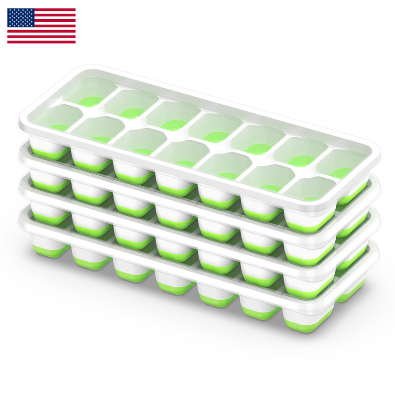 Chefaide Ice Cube Tray Lid 4 Packs 56 Cubes Durable Stackable Ice Cube Trays