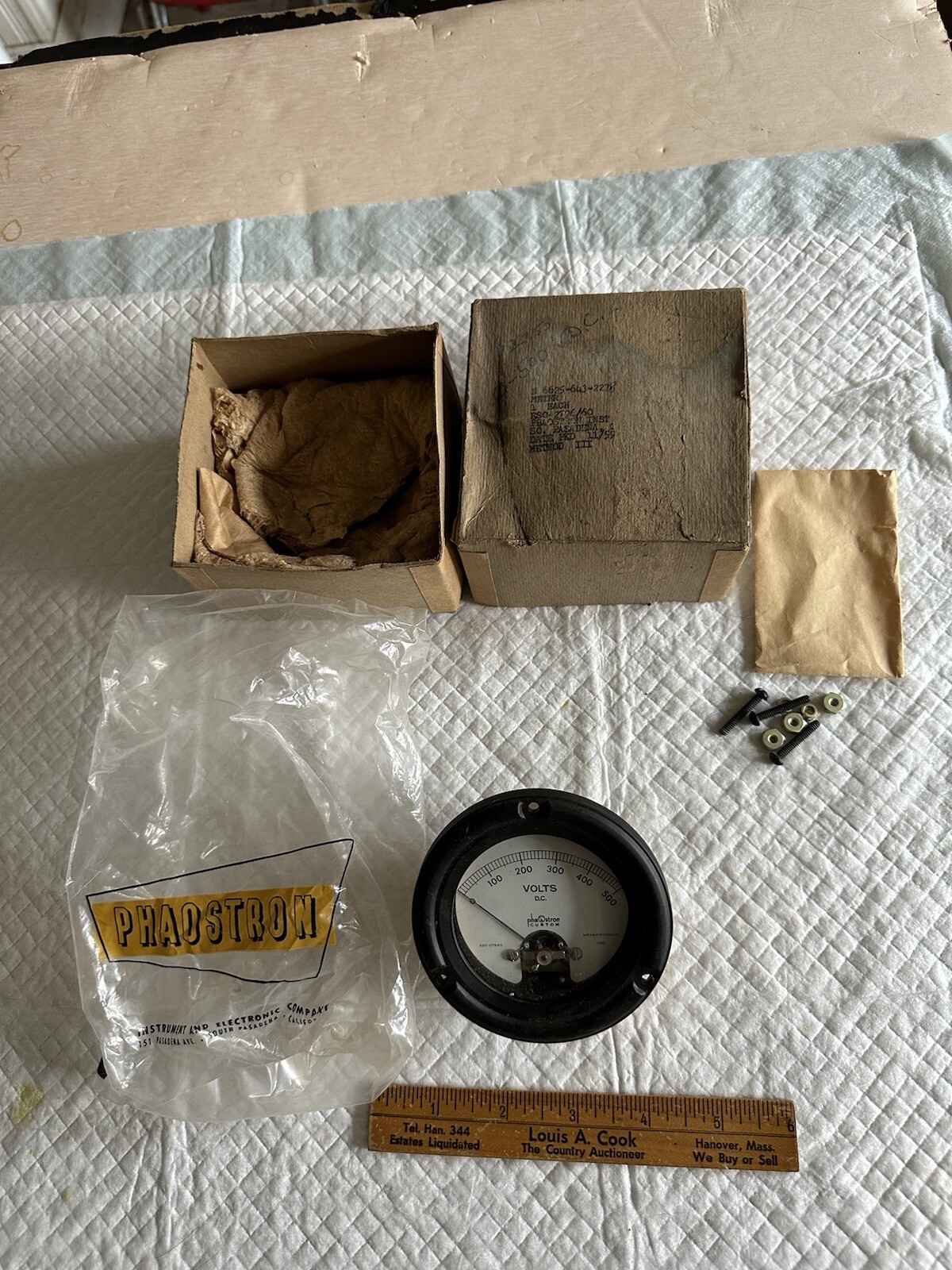 Vintage Dated 1959 Phaostron Instrument D C Voltmeter Model K-59 Mint New in Box