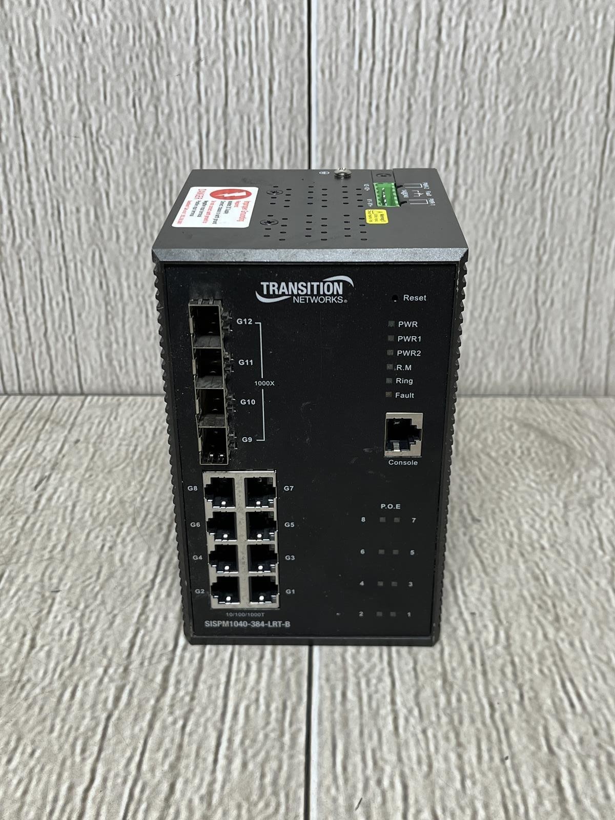 Transition Networks SISPM1040-384-LRT-B Managed 12-Port 10/100/1000T 8xPOESwitch