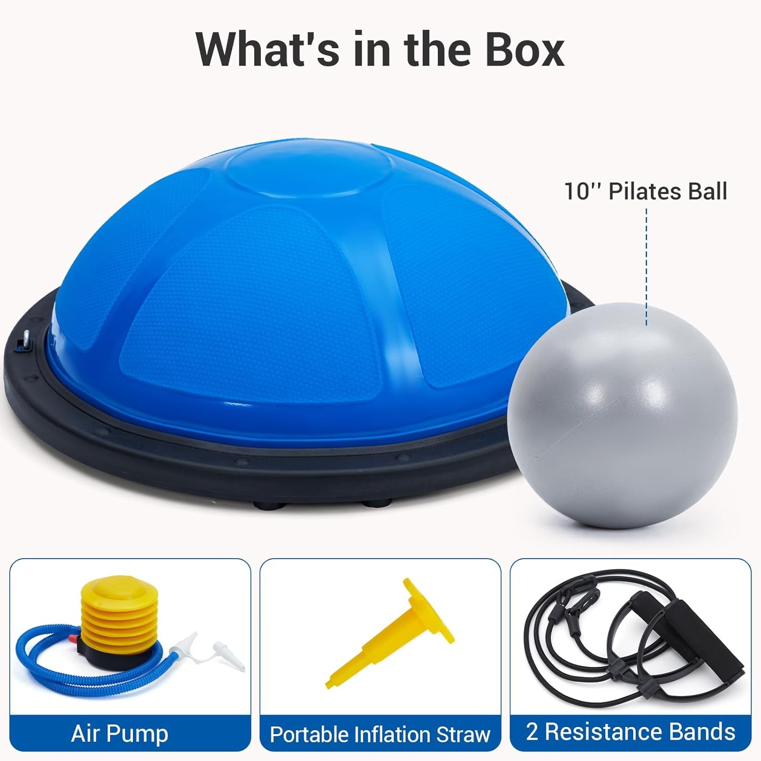 23" Half Exercise Ball Trainer Yoga Balance Stability Ball Resistance Band New
