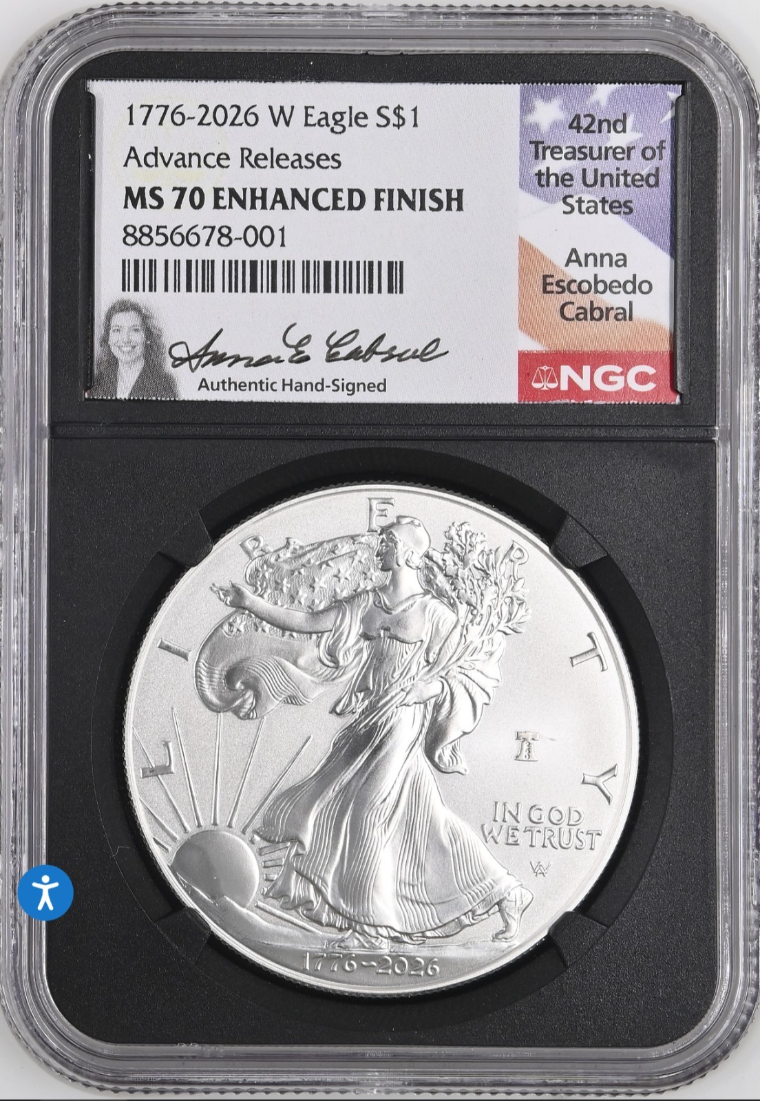 IN STOCK 2026 W ADVANCE RELEASES CABRAL Enhanced UNC Silver Eagle NGC MS70 PRIVY
