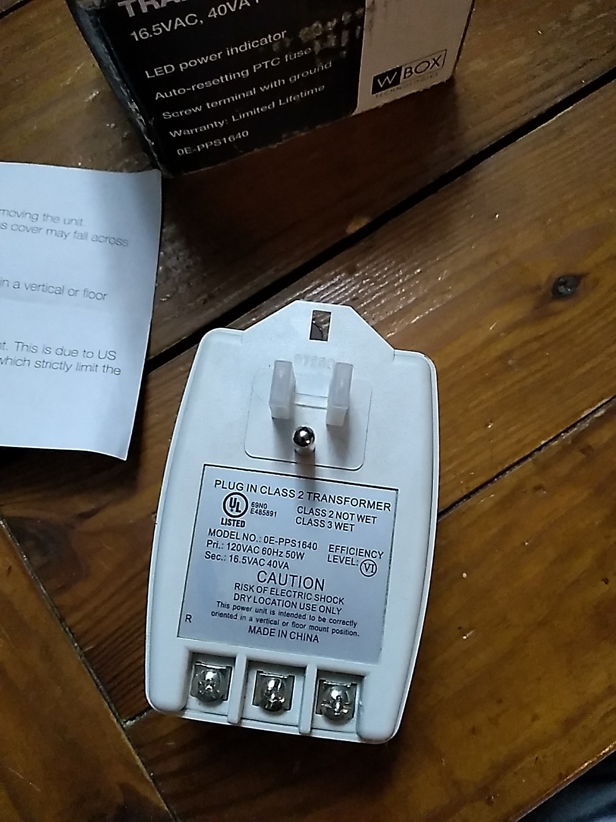 WBOX Technologies #OE-PPS1640 - 16.5 VAC 40 VA Plug In