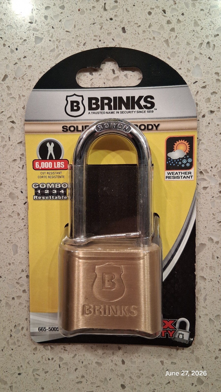 Brinks 665-50052 Combination Lock Resettable 50mm 2" Solid Brass
