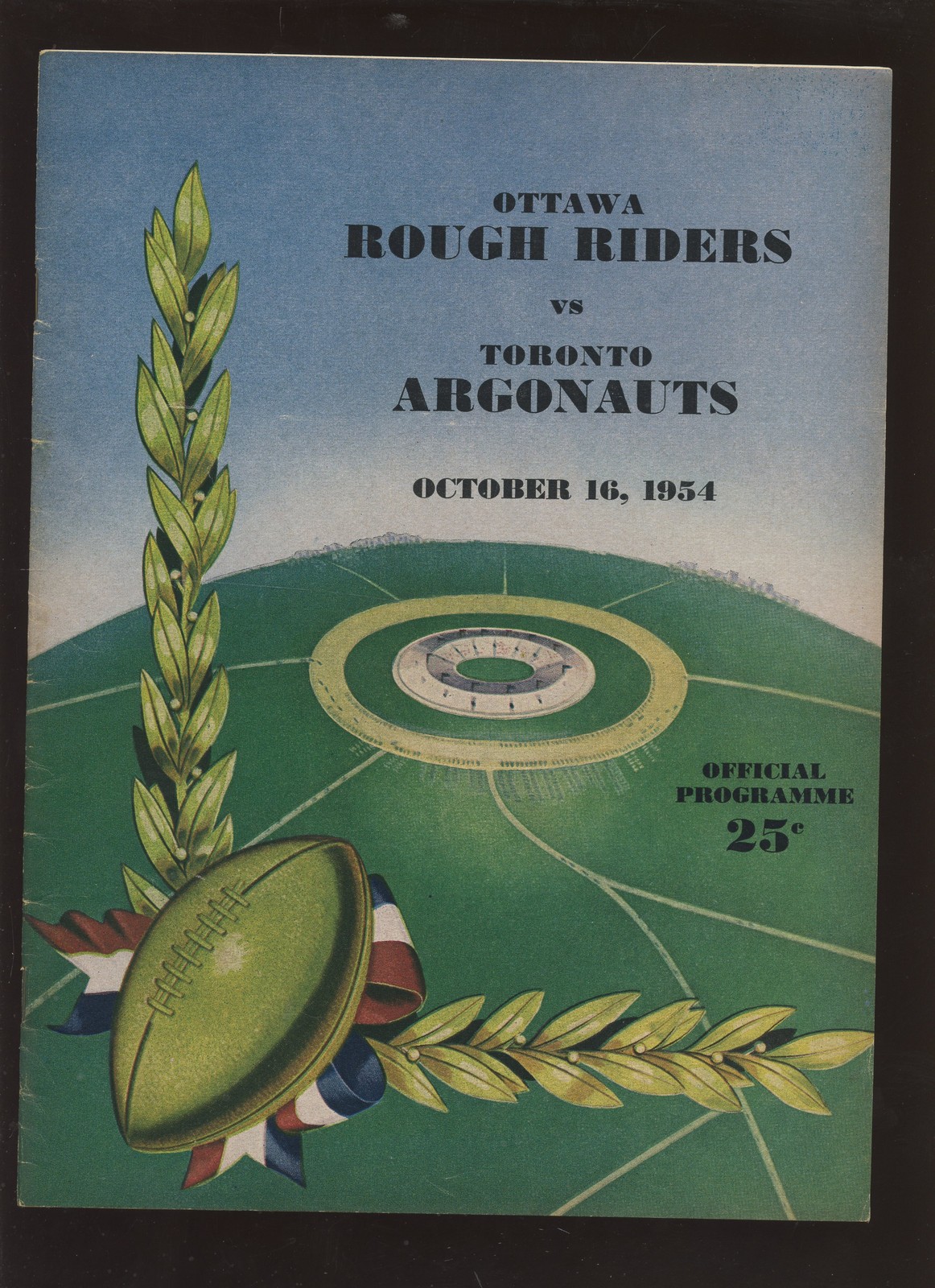 Oct 16 1954 CFL Football Program Ottawa Rough Riders vs Toronto Argonauts EXMT