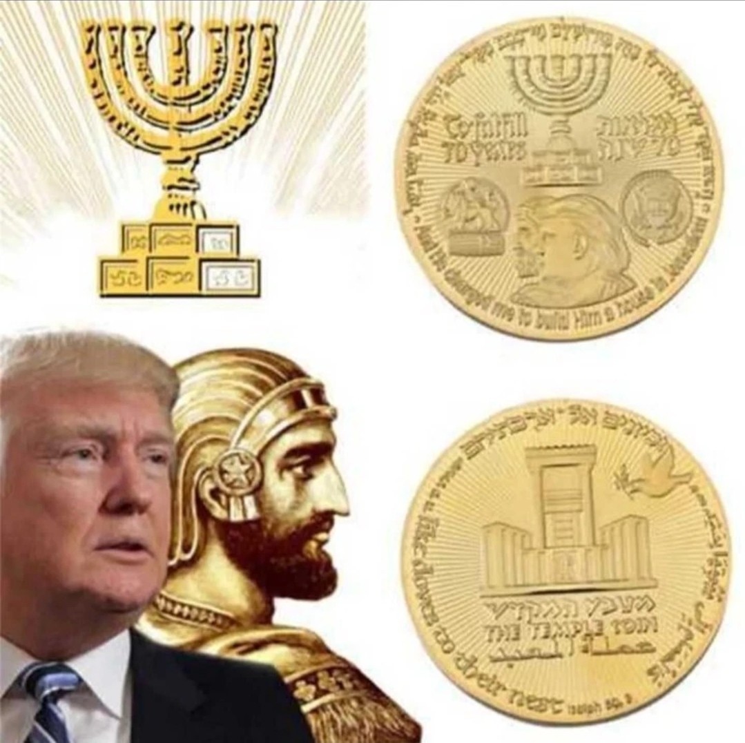 Donald Trump 2024 Commemorative Coin King Cyrus Jewish Temple Metal 4cm