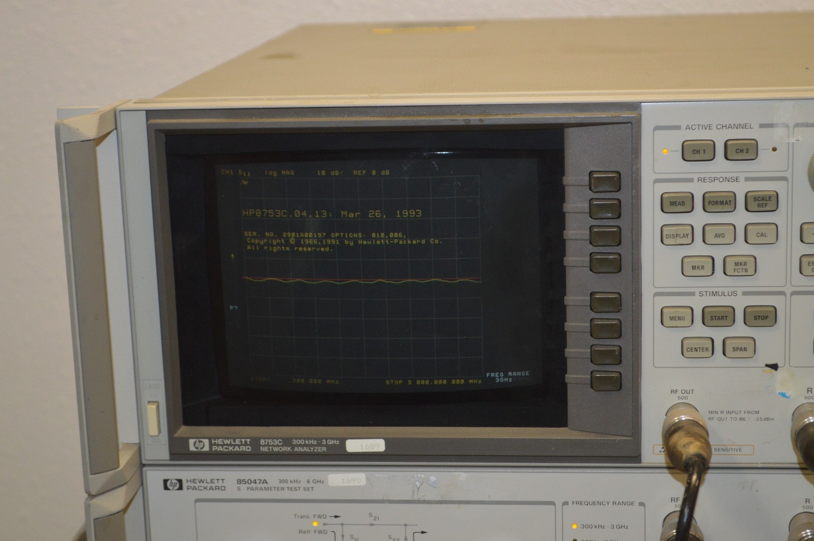 HP Agilent 8753C Network Analyzer & 85046A S-Parameter Test Set 300kHz (AVV35)