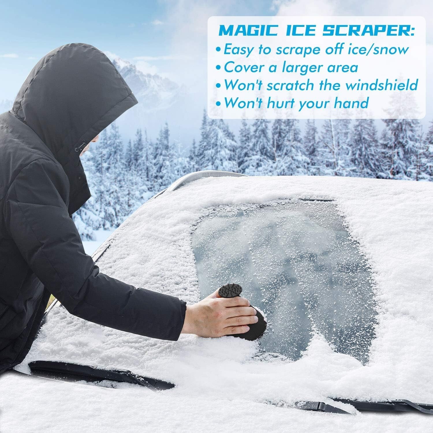 Magical Ice Scrapers for Car Windshield - 2 Pack Cone Magic Car Ice Scraper with