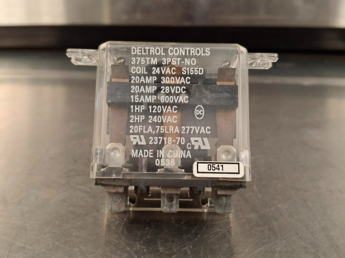 Dryer Relay 3PST, 24V 50/60Hz Speed Queen P/N: 70210901P, Tu20581, 70081501 USED