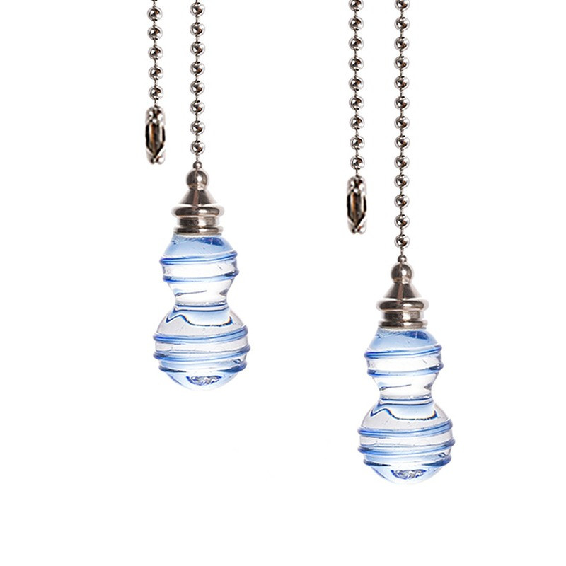 2PCS Pull Chain Crystal Glass Balls Hanging Pendants for Ceiling Fan Light Home