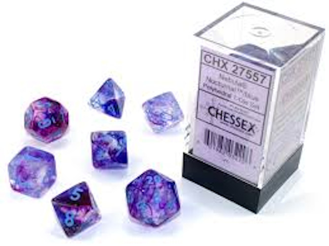 Chessex Nebula - Nocturnal Blue Luminary - 7 Die Set - ***NEW*** - US Seller