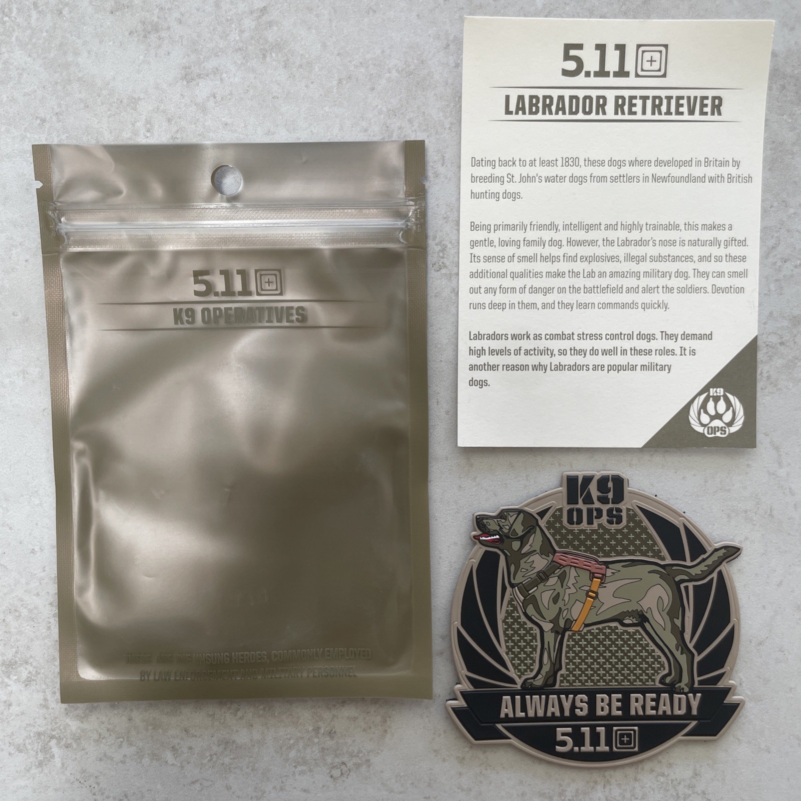 5.11 TACTICAL K9 OPERATIVES LABRADOR RETRIEVER PATCH K9 OPS K9 PATCH 4 POLICE FD