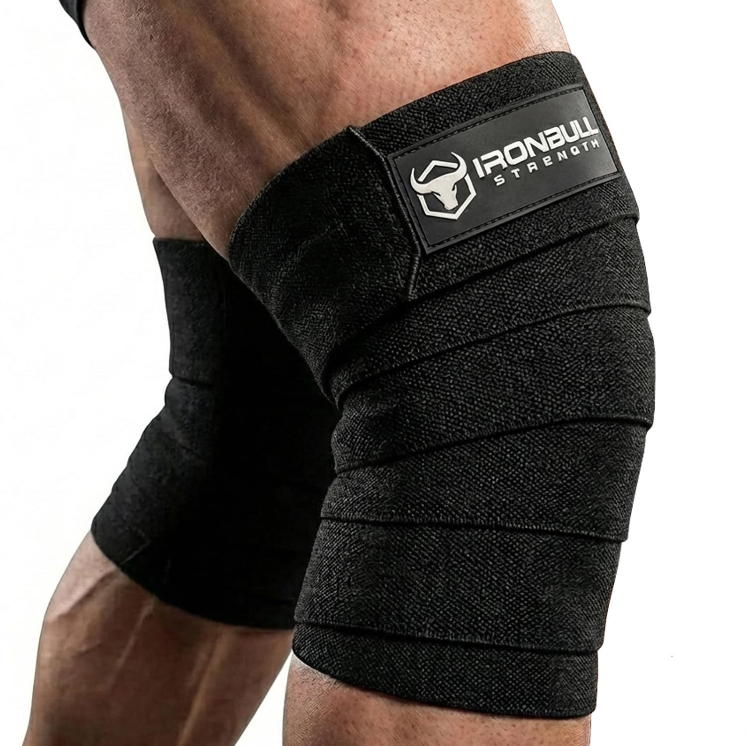 Knee Wraps for Weightlifting - 80" Elastic Straps One Size, Black