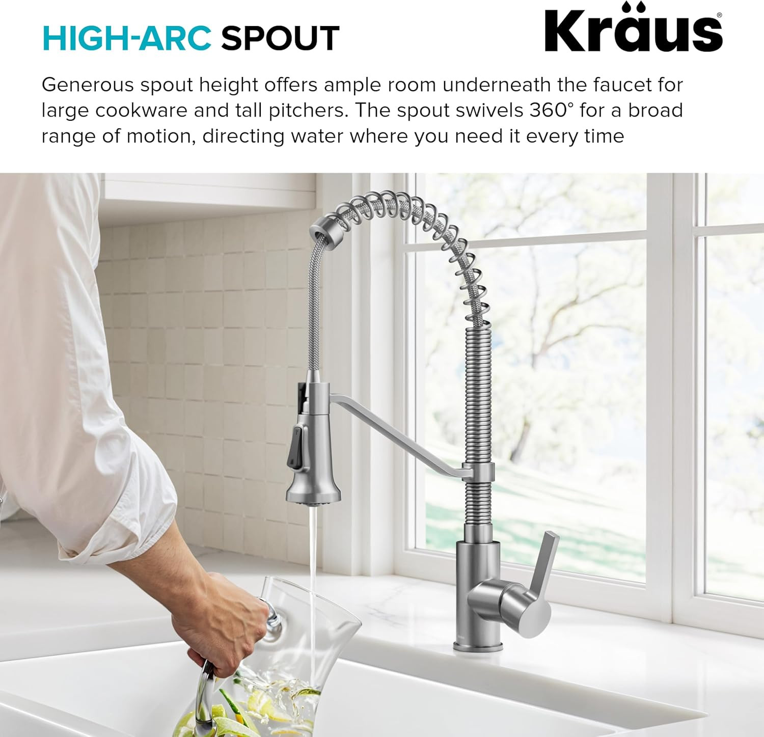 KRAUS Britt Spot-Free Stainless Steel 2-Function Pull-Down Kitchen Faucet