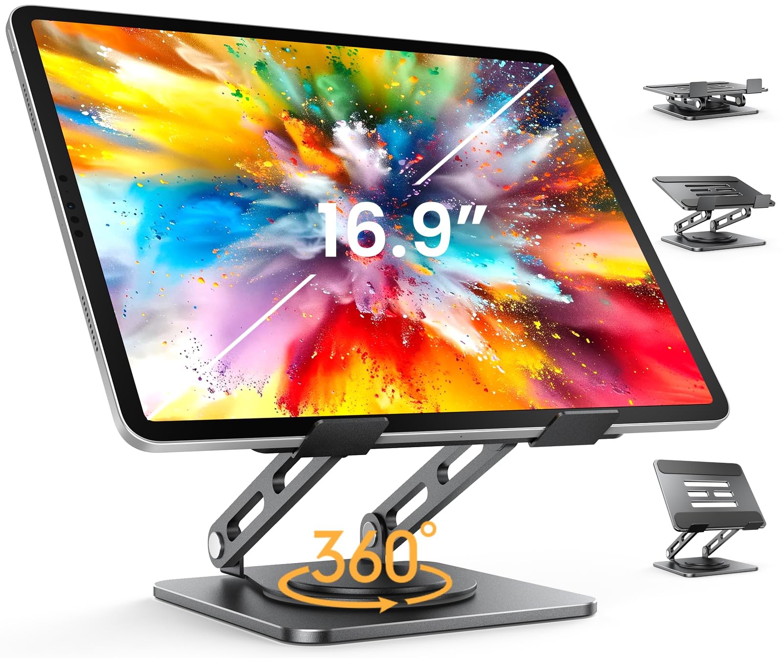 LOXP Adjustable Tablet Stand, 360 Rotating iPad Stand with M, Black