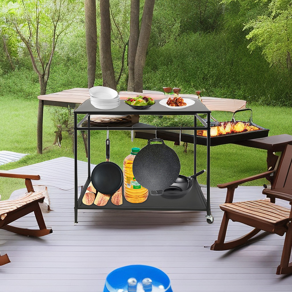 Kitchen Prep Table BBQ Grill Bar Cart Outdoor Griddle Cooking Stainless Steel US