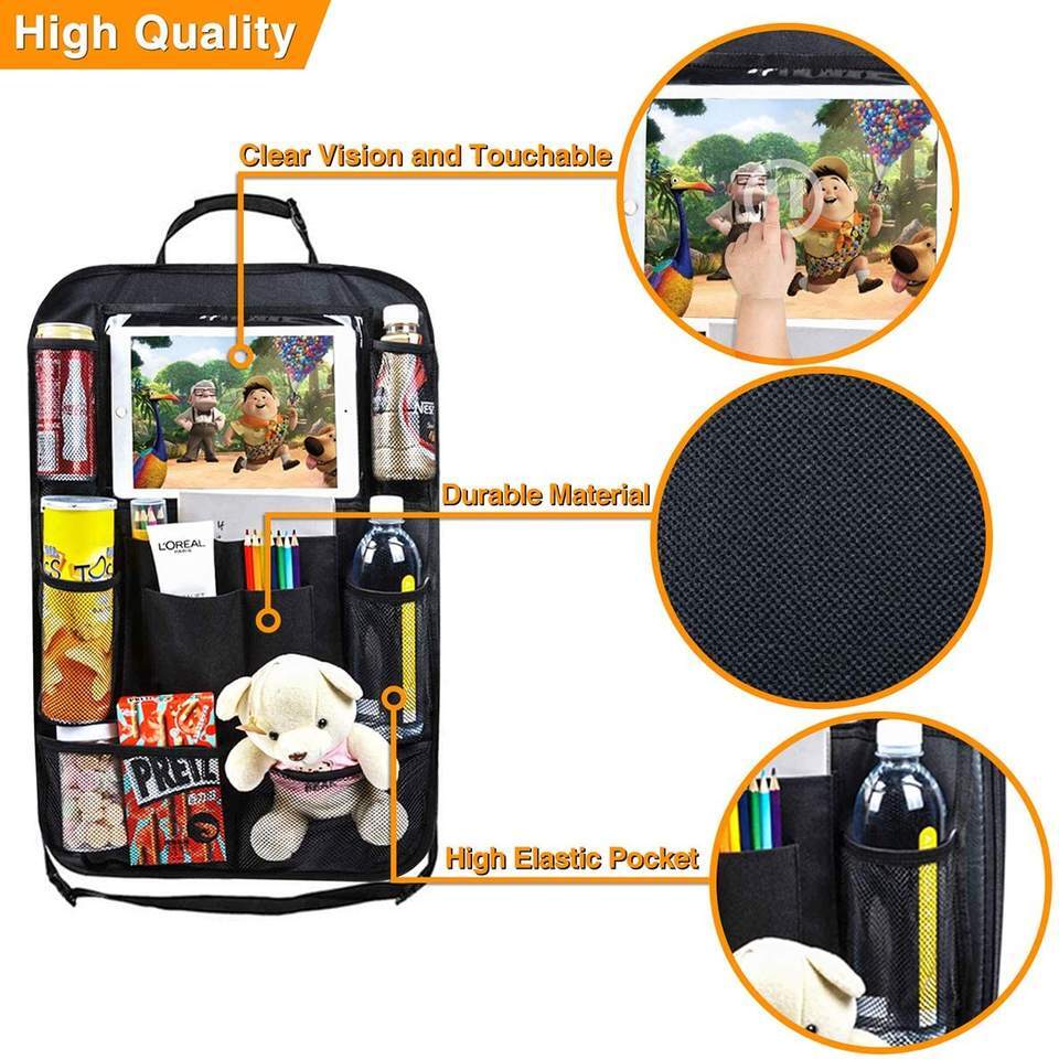 Multi-Pockets Front-Back Seat Car Organizer/Storage with Touch Screen Tablet Hol