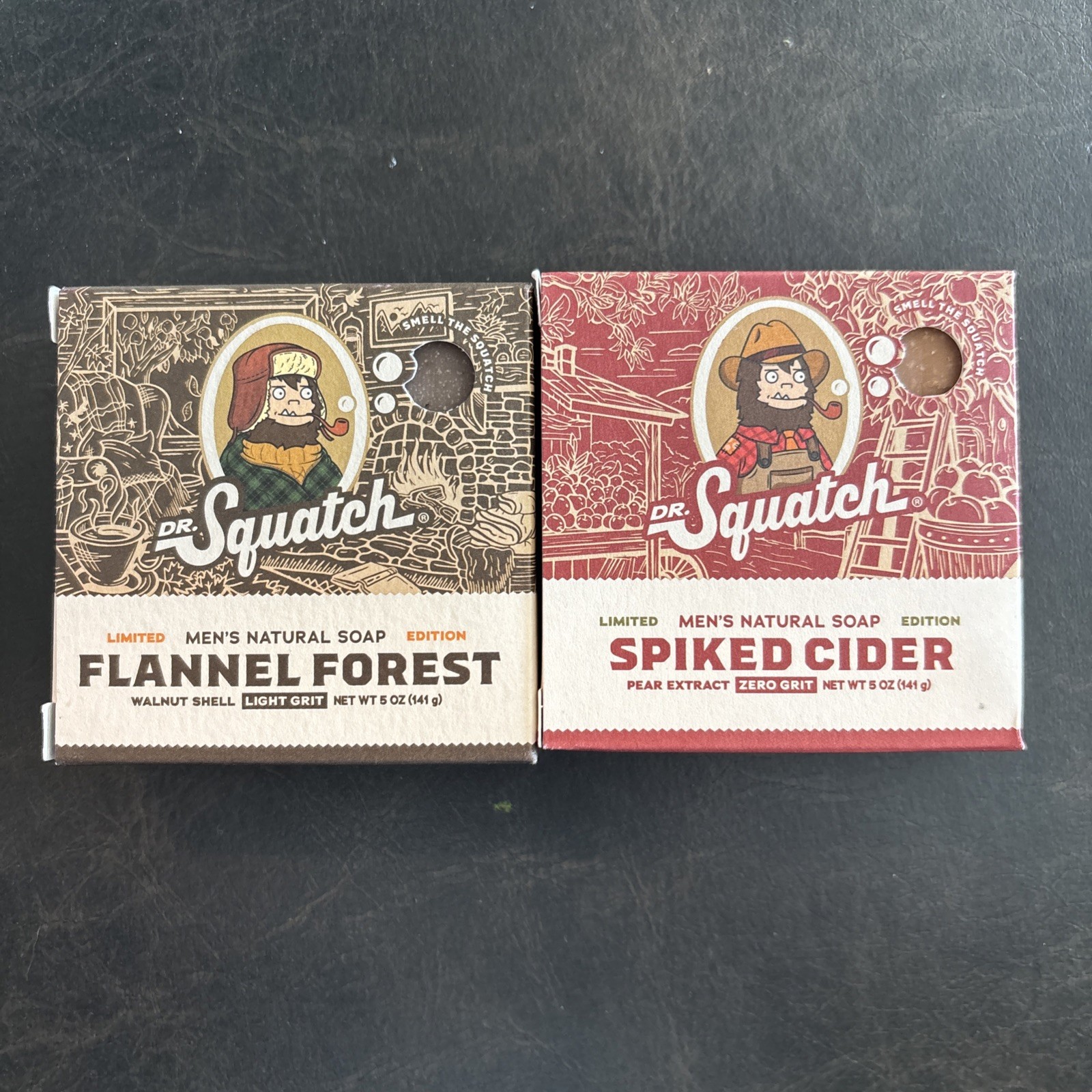 Dr Squatch Limited Edition Bar Soap Spiked Cider & Flannel Forest New Lot of 2