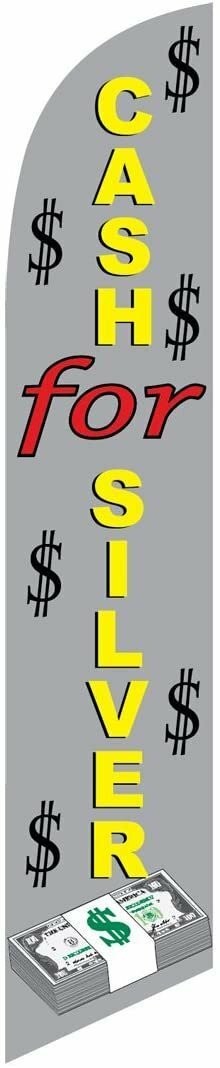 Cash for Silver Feather Banner Swooper Flag -No Wind Required- Replacement...