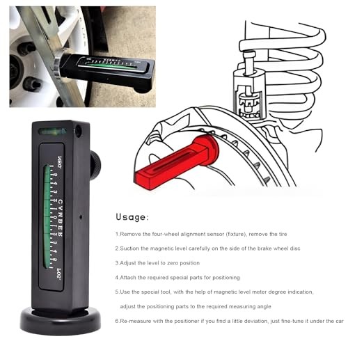 Adjustable Magnetic Gauge Tool - Black Camber Castor Strut Wheel - Adjustable