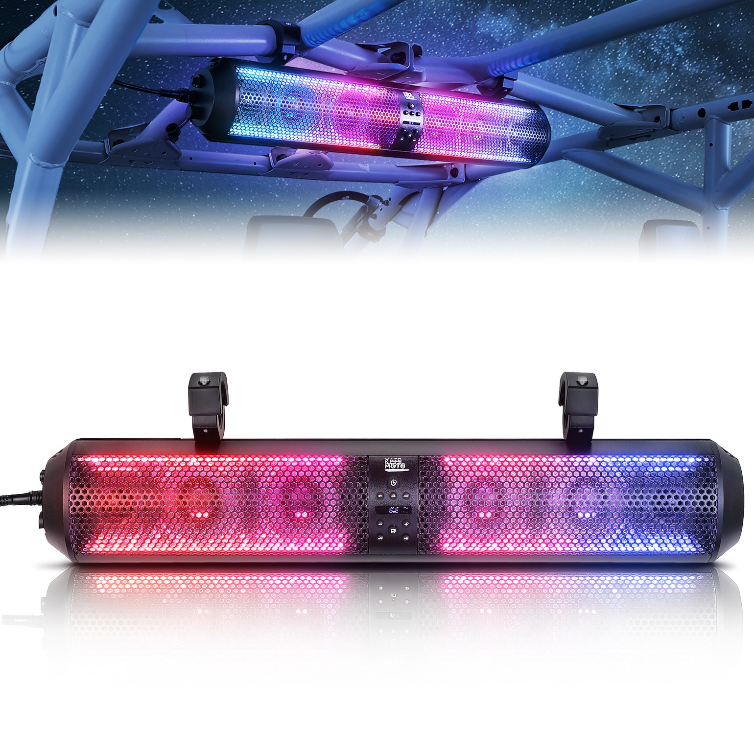 KEMIMOTO 28 In RGB UTV Sound Bar SXS Wireless Speaker For Polaris Can am CForce